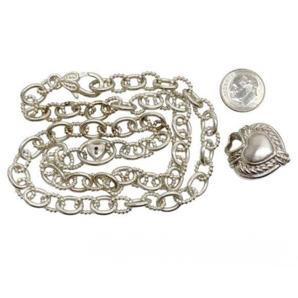 Judith Ripka Sterling Twisted Cable Necklace w/ CV accents PLUS CV Heart Pendant - Picture 6 of 6